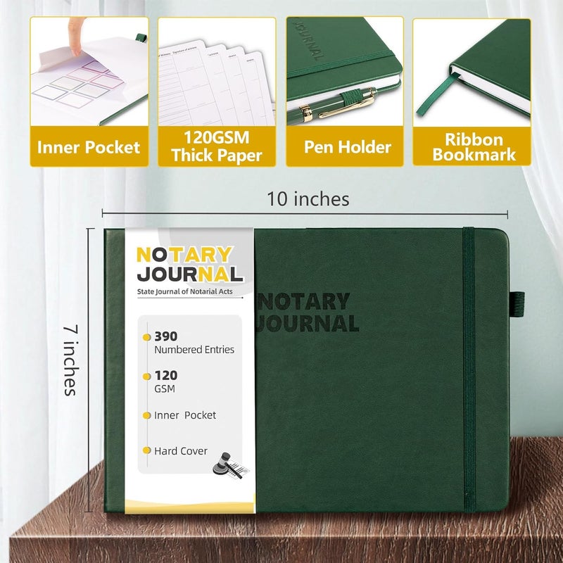 Homlive Notary Journal Log Book, Notary Book with 390 Record Entries, 10"X7" Notary Log Books Notarial Public Journal for Notarial Acts, Hardcover, 120gsm Thick Numbered Pages, Purple - Image 2
